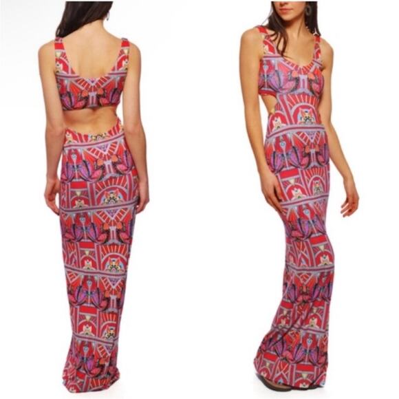 NWT New Mara Hoffman Swim Modal Cut-Out Maxi Dress in Jersey Ananda Coral Size M - Picture 1 of 7